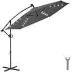 Parasol Artemis, 360° draaibaar, LED-solar, 3 x 3 m - grijs, Verzenden, Nieuw