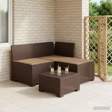 vidaXL 3-zits tuinbank met kussens in rattanlook 3-zits PP, Verzenden, Nieuw