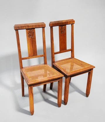 Stoel (2) - Walnoot, Rattan - Art Deco 1920/30, Antiek en Kunst