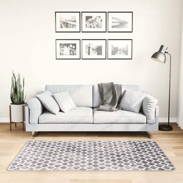 vidaXL Vloerkleed wasbaar anti-slip 80x150 cm meerkleurig, Verzenden, Nieuw, Grijs