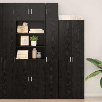 vidaXL Opbergkast met Planken Zwart eiken 30 x 42,5 x 225 cm, Huis en Inrichting, Minder dan 50 cm, Nieuw, Overige houtsoorten
