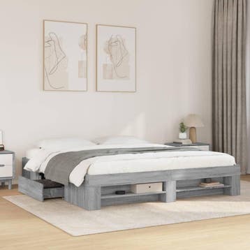 vidaXL Bedframe zonder matras 180x200 cm spaanplaat grijs, Huis en Inrichting, Slaapkamer | Bedden, Eenpersoons, Verzenden, Nieuw