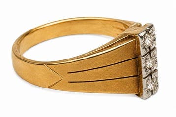 Ring - 14 karaat Geel goud - 0.10ct. tw. Diamant, Nieuw