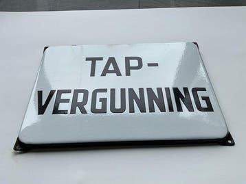 TAP VERGUNNING café emaille bord - Reclamebord - Emaille