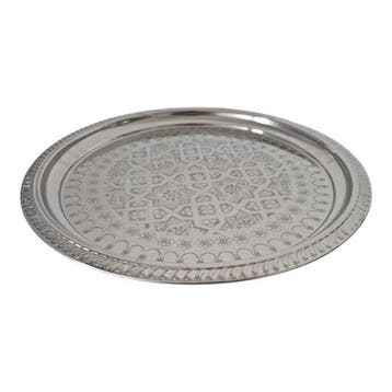 Silver Plated Brass Round Serving Platter - Serveerschaal -