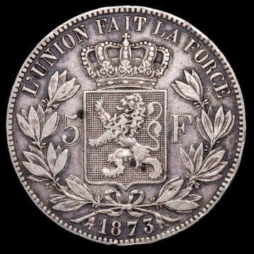 België. Leopold II. 5 Francs 1873 (Zonder minimumprijs)