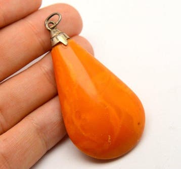 Barnsteen - 835 Zilver - Grote eierdooier butterscotch amber