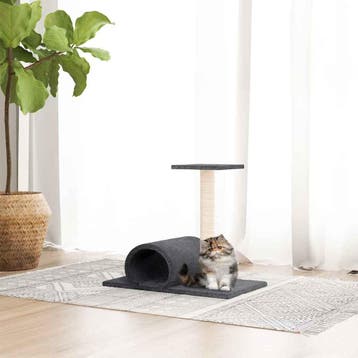 vidaXL Kattenmeubel met tunnel 60x34,5x50 cm donkergrijs, Verzenden, Nieuw