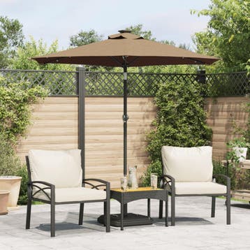 vidaXL Parasol met LEDs en stalen paal 225x225x212 cm taupe, Verzenden, Nieuw, 2 tot 3 meter