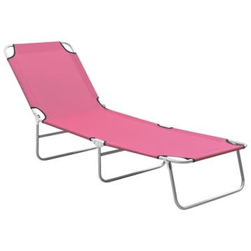 vidaXL Ligbed inklapbaar staal en stof roze, Verzenden, Nieuw