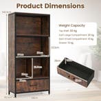 LIVSK Boekenkast - Stevig Hout en Metaal - 2 Open Planken en, Boeken, Verzenden, Nieuw