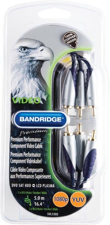 Bandridge - Bandridge Videokabel 5m-3xMale, Audio, Tv en Foto, Ophalen of Verzenden, Nieuw