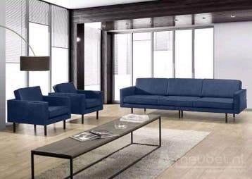 Bankstel Julianadorp - rechte banken - Blauw, Nieuw, Leer