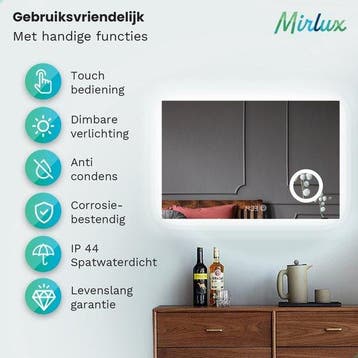 2dekans | Mirlux Badkamerspiegel met LED Verlichting &, Ophalen of Verzenden, Zo goed als nieuw