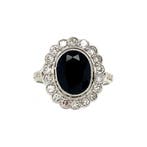 Witgouden entourage ring met onyx en diamant 14 krt, Ophalen of Verzenden, Nieuw
