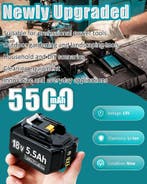 Accu geschikt voor Makita - 2 x 18V Accu - 5.5Ah - BL1860B -, Verzenden, Zo goed als nieuw