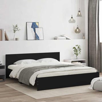 vidaXL Bedframe met hoofdeinde zwart 180x200 cm, Eenpersoons, Verzenden, Zwart, Nieuw