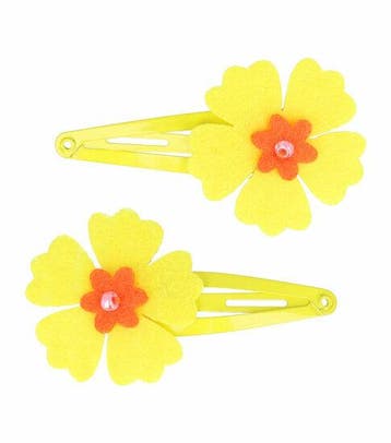 Haarspeld Klikklak 5cm - Bloem - Vilt - Geel - Set van 2, Nieuw