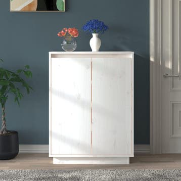 vidaXL Schoenenkast 60x35x80 cm massief grenenhout wit, Verzenden, Nieuw