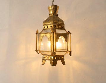 Plafondlamp - Metaal, Glas - Granadastijl lantaarn