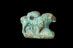 Oud-Egyptisch Faience Lion Amulet. Spaanse exportvergunning