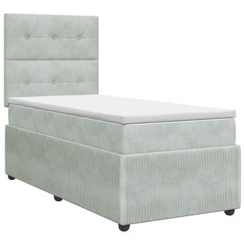 vidaXL Boxspringbed met matras met hoofdeinde Lichtgrijs, Verzenden, Nieuw, Stof