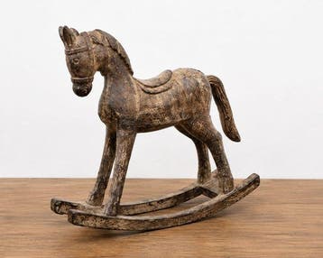 sculptuur, Vintage-Style Rocking Horse with Distressed