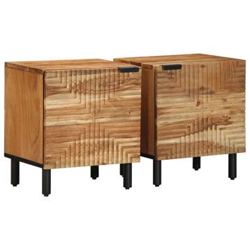 vidaXL Nachtkastjes 2 stuks 40x33x46 cm Massief hout Acacia, Huis en Inrichting, Slaapkamer | Nachtkastjes, Verzenden, Nieuw, Hout