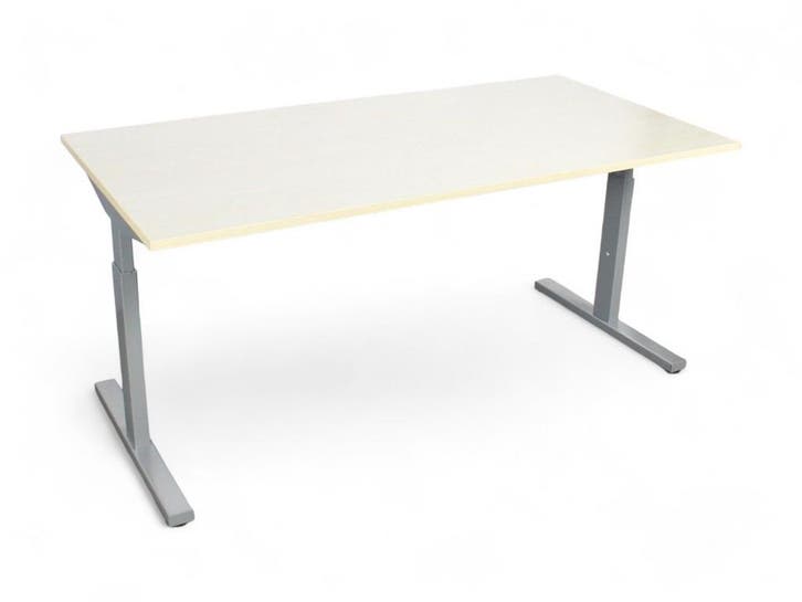 Recht T-poot bureau, 160x80cm, ahorn-aluminium, Huis en Inrichting, Bureaus, Gebruikt, Ophalen of Verzenden