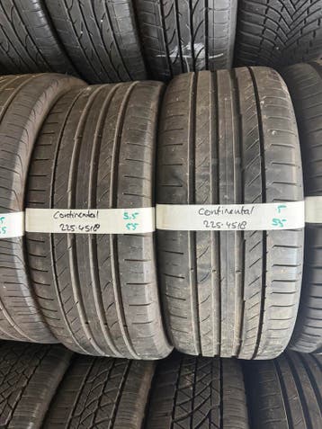 225-45-18 Continental Zomerbanden 5mm Incl Montage 225 45 18, Ophalen, 18 inch, Gebruikt, Band(en)