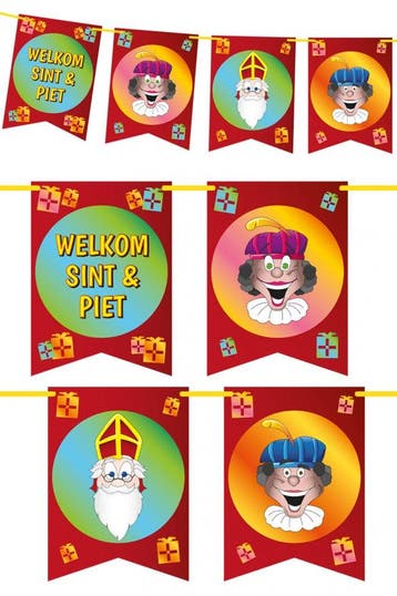 Vaandel Vlaggenlijn Welkom Sint en Piet 6 m, Verzenden, Nieuw