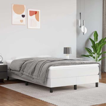 vidaXL Boxspring bed kunstleer wit 120x200 cm, Overige materialen, Verzenden, Wit, Nieuw
