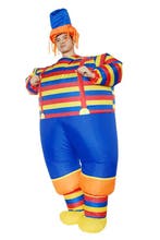 KIMU® Opblaas Kostuum Clown Streepjes Opblaasbaar Pak Clowns, Carnaval, Nieuw, Overige maten, Ophalen of Verzenden