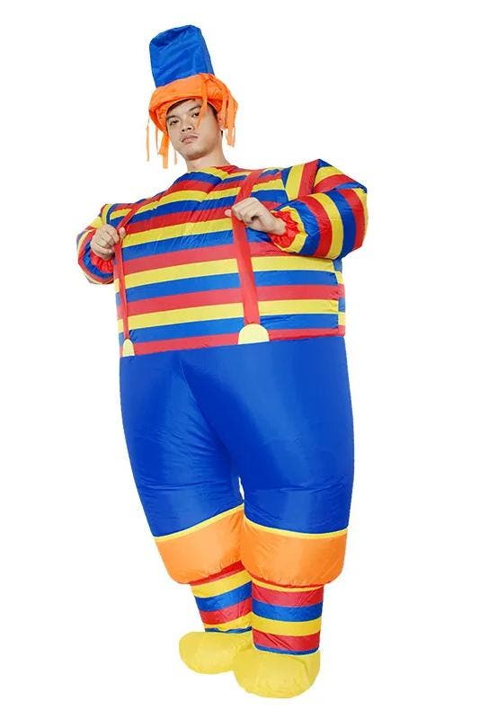KIMU® Opblaas Kostuum Clown Streepjes Opblaasbaar Pak Clowns, Kleding | Heren, Carnavalskleding en Feestkleding, Kleding, Nieuw
