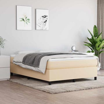 vidaXL Boxspring met matras stof crèmekleurig 140x190 cm, Verzenden, Crème, Stof, Nieuw