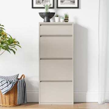 Schoenenkast Sokndal 4 kleppen gebroken wit 118x50x15 cm [en, Verzenden, Nieuw