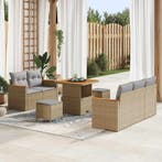 vidaXL Tuinbankenset 8 pcs Beige poly rattan, Verzenden, Nieuw, Rotan, 8 zitplaatsen
