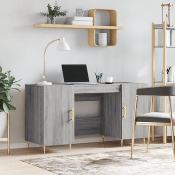 vidaXL Bureau 140x50x75 cm bewerkt hout grijs sonoma, Verzenden, Nieuw