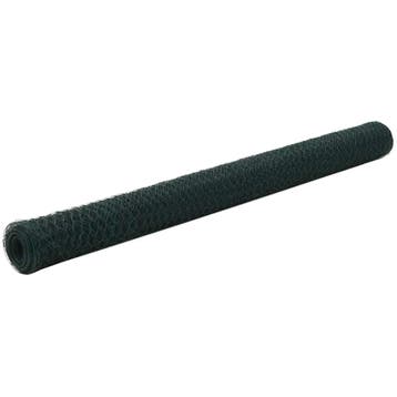 vidaXL Kippengaas 25x1,5 m staal met PVC coating groen, Tuin en Terras, Verzenden, Nieuw, IJzer, 1 tot 2 meter