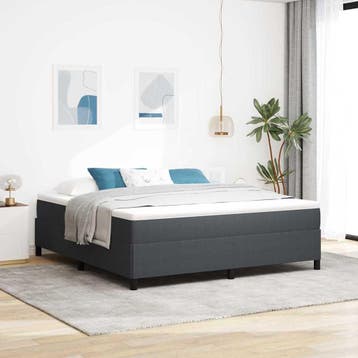 vidaXL Boxspringbed Donkergrijs 180 x 200 cm Katoen Stof, Verzenden, Nieuw, Tweepersoons, Stof