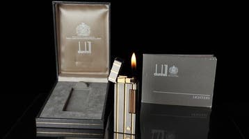 Dunill - Two-Tone Vertical Lines Pattern Rollagas Lighter -, Nieuw