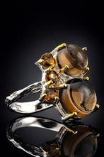 Zilver, Smoky Quartz - Ring - Natuurgeïnspireerd