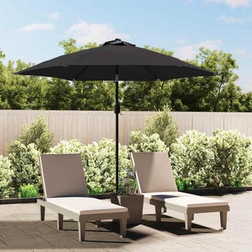 vidaXL Parasol met LED-verlichting en stalen paal 300 cm, Verzenden, Nieuw, 3 tot 4 meter