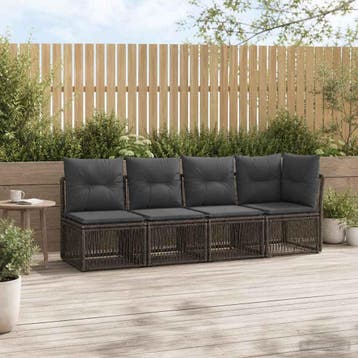 vidaXL 4-Zits Sofa met Linkerarm 4 st 4-Aantal zitplaatsen, Verzenden, Nieuw, Rotan, 4 zitplaatsen