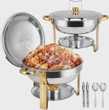 Chafing Dish Buffet Set RVS met Gouden Accent - 2 of 4 Stuks, Verzenden, Nieuw