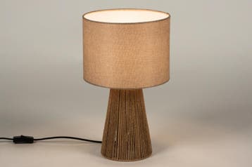 Rietveld Tafellampen - Bruin, Beige, Naturel - Stof, Touw, Verzenden, Nieuw