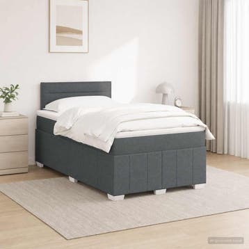 vidaXL Boxspringbed met matras Donkergrijs 120 x 190 cm Stof, Verzenden, Nieuw, Twijfelaar, Stof