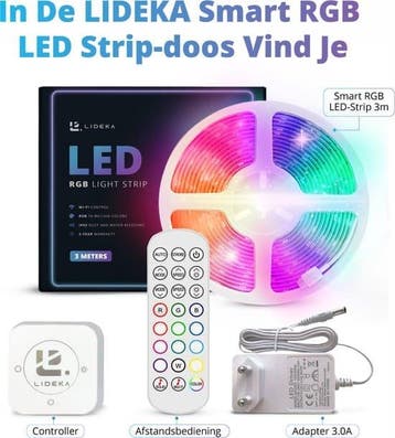 Lideka LED Strip 3 Meter RGB - met Afstandsbediening -, Huis en Inrichting, Ophalen of Verzenden, Zo goed als nieuw
