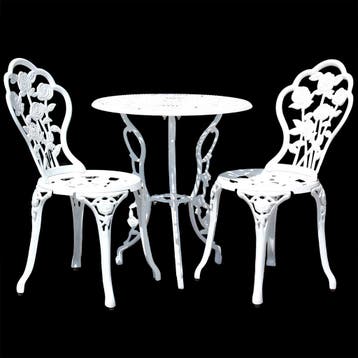 Bistroset balkonset gietijzer tuintafel en 2 tuinstoelen wit, Verzenden, Nieuw