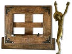 Pupitre van gesneden hout + Christus in verguld messing (2)